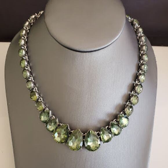 Charter Club Jewelry - Charter Club Green Rhinestone in Silver Tone Setting Women's Collar‎ Necklace